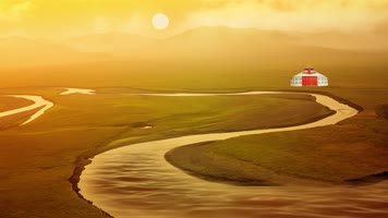 草原夕阳舞台背景