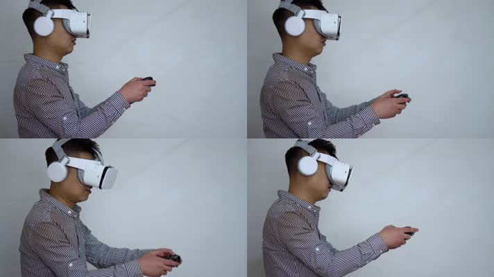 用vr手柄玩vr游戏体验虚拟现实视频素材