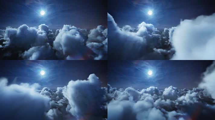 夜晚月亮下的云层