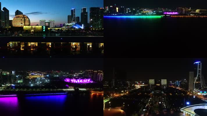 杭州城市阳台灯光秀实拍视频