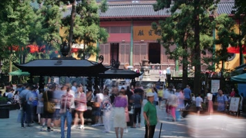 杭州灵隐寺烧香人物延时拍摄