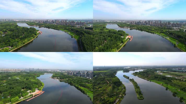 航拍北京通州运河公园