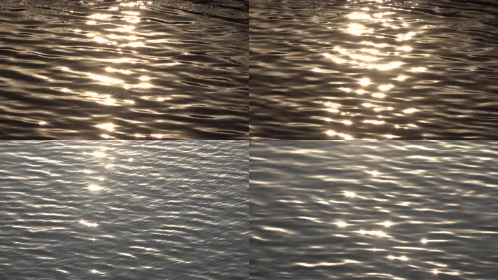 黄昏时金色河水水面波纹光斑