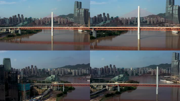 重庆江北嘴千厮门大桥航拍素材