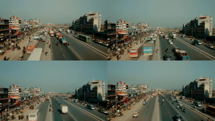 尼泊尔延时，城市道路，交通汽车
