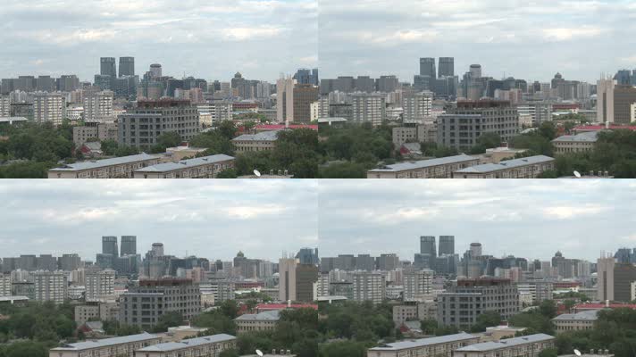 北京城市俯瞰城市美景广角