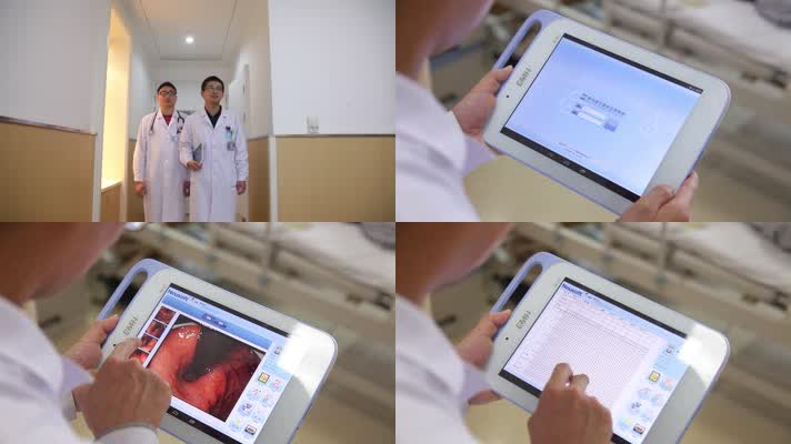 智慧医院医生查房使用平板电脑查看患者病情