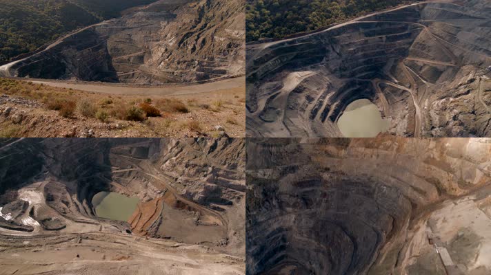 4K采石场矿坑空中拍摄