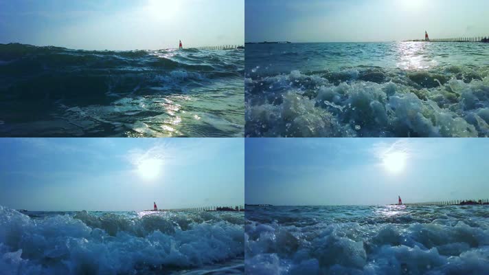 海浪翻滚特写升格镜头