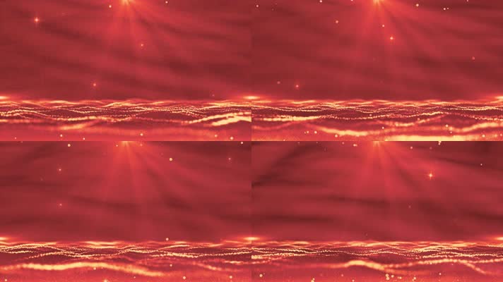 4k红色金色粒子飘动大气舞台背景