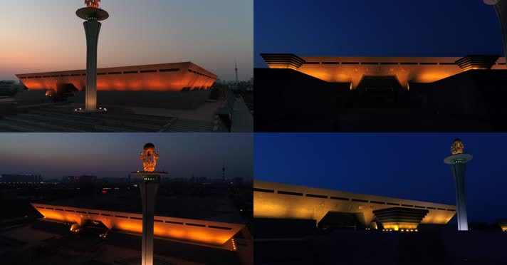 航拍洛阳博物馆夜景合集