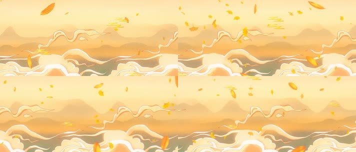 国潮画卷烫金背景