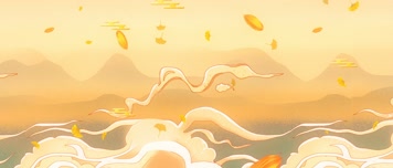 国潮画卷烫金背景