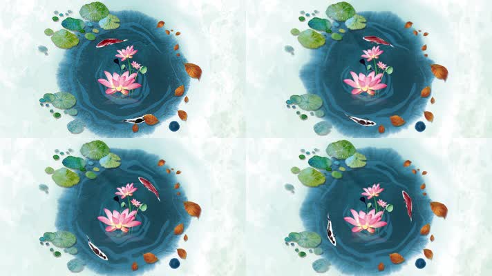 水墨池塘鱼循环