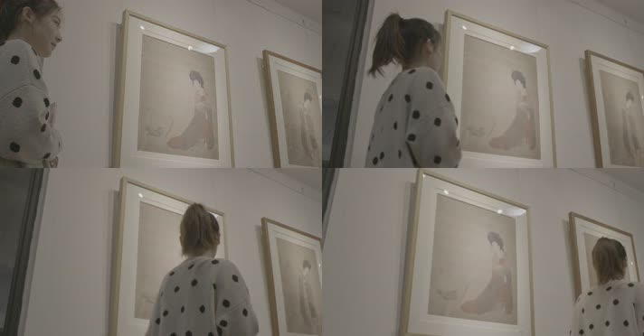 4K大学生美女参观画展