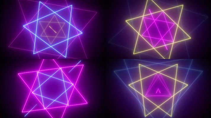 彩色激光霓虹灯线条图形穿梭