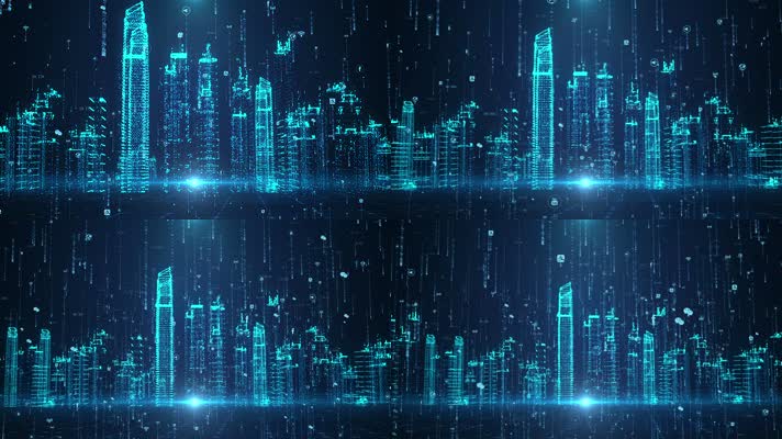 【原创】未来蓝色科技数字粒子智慧高楼城市