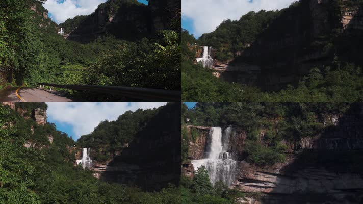 4k瀑布视频云南昭通小草坝大山里绝壁上瀑布