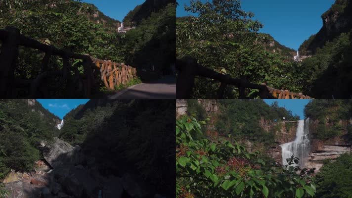 4k瀑布视频云南昭通大山里绝壁上的瀑布