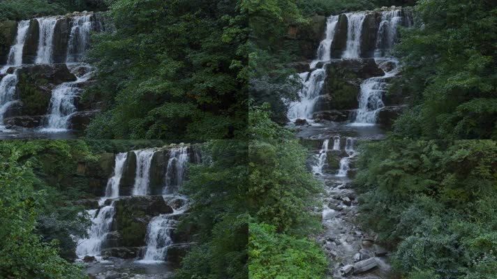 4k瀑布视频大山里瀑布小溪隐匿深山泉水