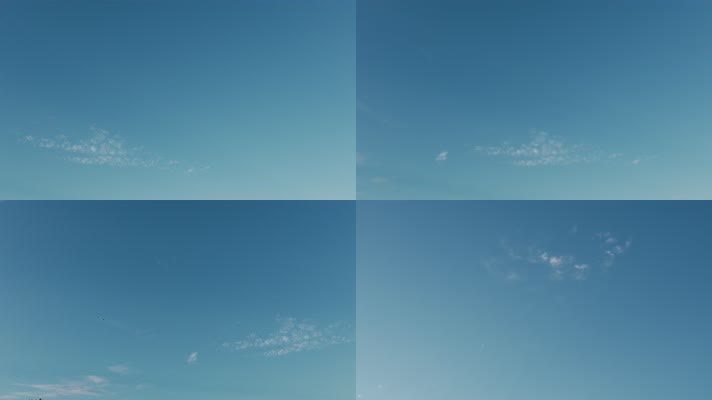 4k天空视频蓝天上淡淡白云背景素材