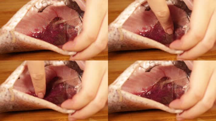 钢丝球清洗鱼肚子里的黑膜 (4)