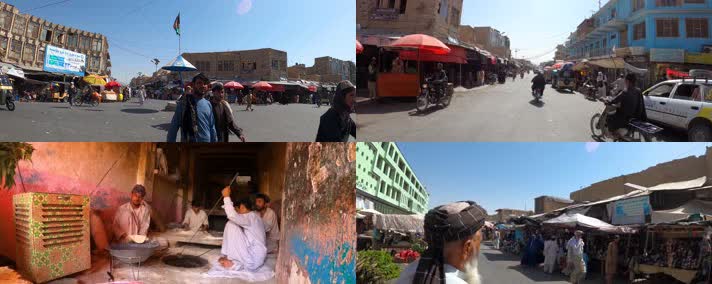 阿富汗，城市美食街道汽车