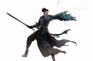 带通道国潮古典水墨武侠人物视频素材