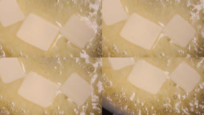 平底锅里融化的黄油牛油 (1)