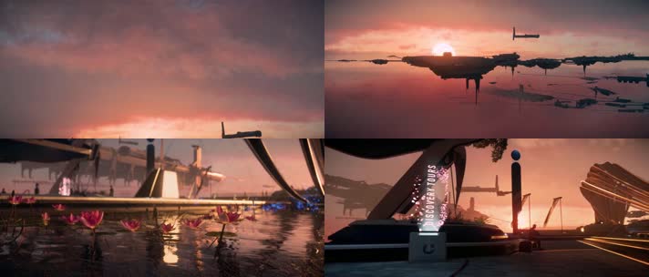 星球大战，太空基地黄昏夕阳