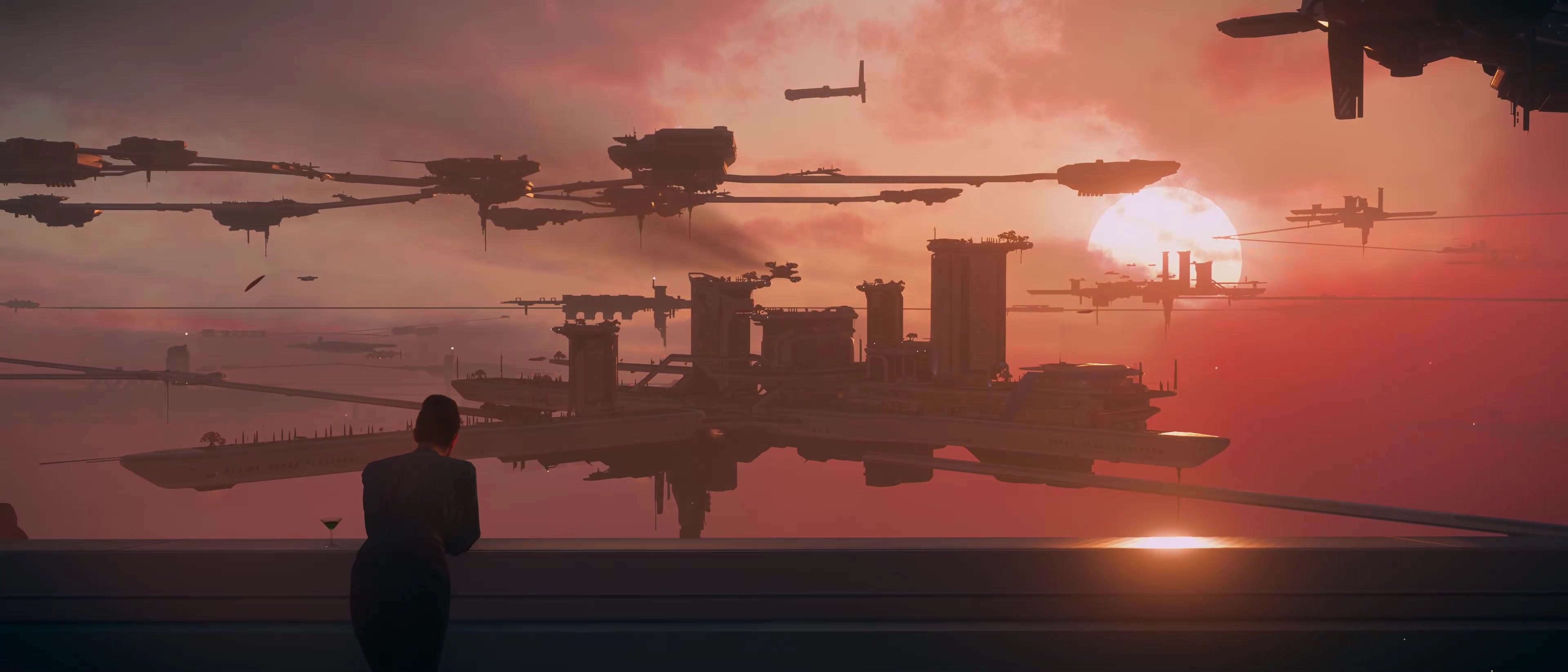 星球大战，太空基地黄昏夕阳