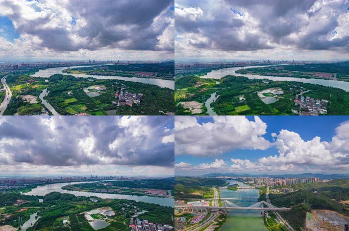 6K 惠州惠城区沿江路风景天空延时航拍