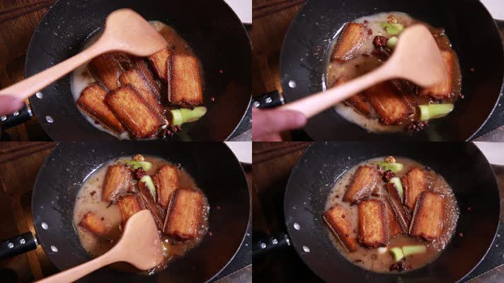 后厨炖制红烧带鱼 (6)