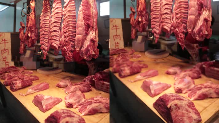 市场卖牛肉猪肉排骨档口 (19)