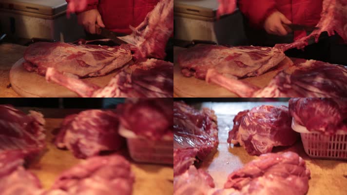 市场卖牛肉猪肉排骨档口 (1)