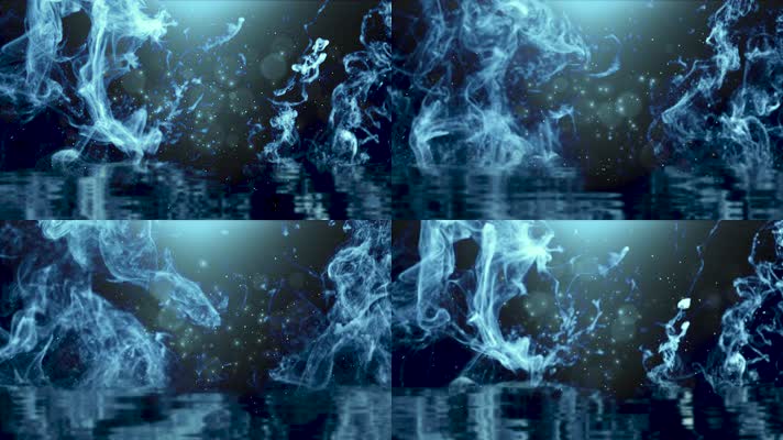 4K 蓝色 烟雾 有机体 抽象 VJ 夜