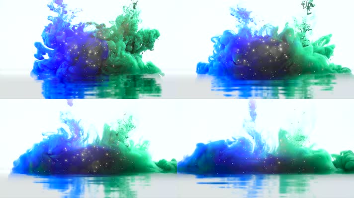 4K 蓝色 绿色 流体 有机体 抽象 V