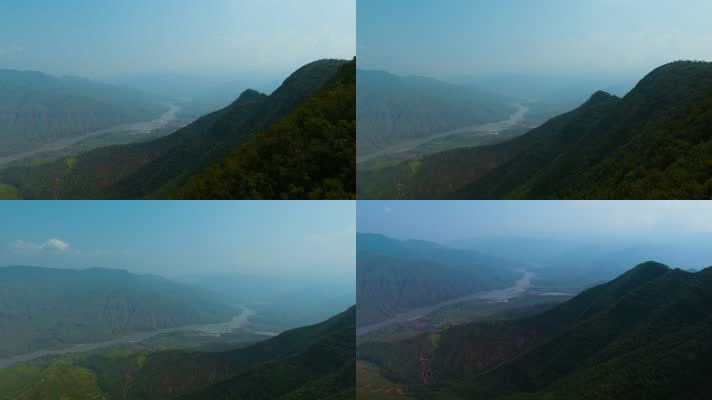 远眺江河视频云南山区雾气笼罩的金沙江远景