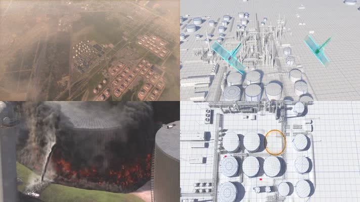 能源化工厂爆炸火灾三维动画