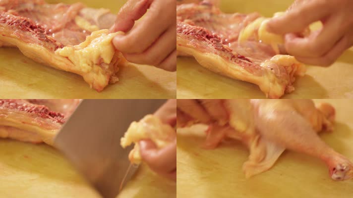 厨师拆解切分鸡肉 (5)