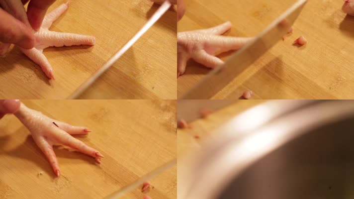 厨师处理鸡爪子 (1)