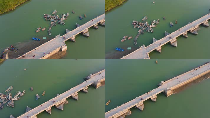 航拍福州泉州四大古桥之一的洛阳桥