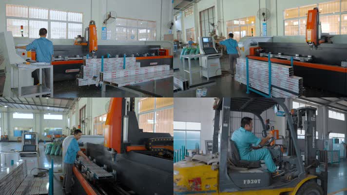 广东铝合金门窗生产厂机器设备厂房内运送