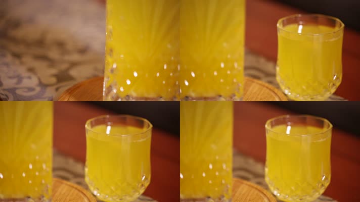 透明玻璃瓶装黄色果汁 (4)