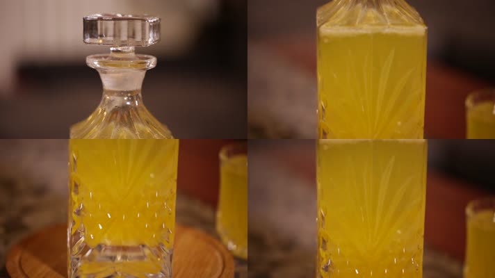 透明玻璃瓶装黄色果汁 (3)
