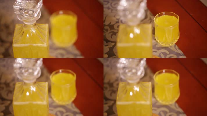 透明玻璃瓶装黄色果汁 (6)