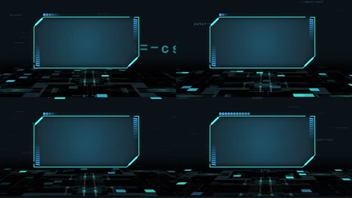 4k蓝色科技感数码边框数学公式