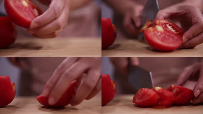 厨师切番茄西红柿 (4)