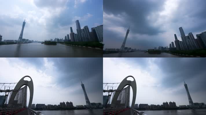 4K暴风雨台风前的广州延时