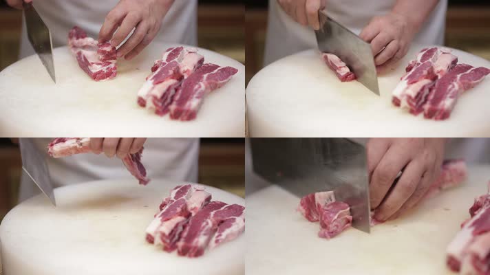 厨师切牛肋条牛腩肉 (3)